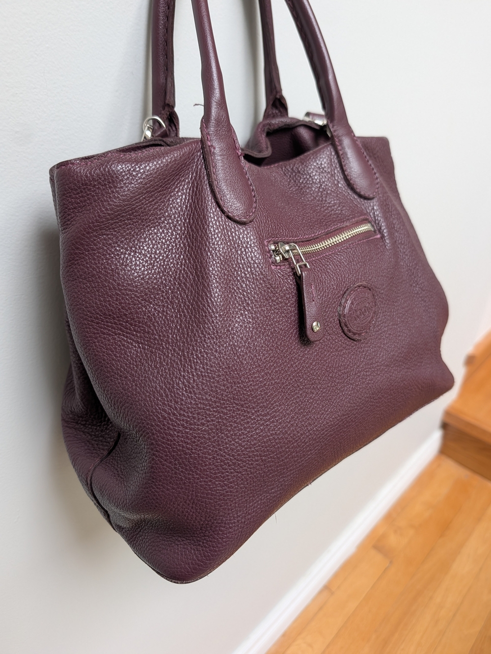 Vintage Roots Leather Satchel Burgundy/Plum - Picture 2 of 15